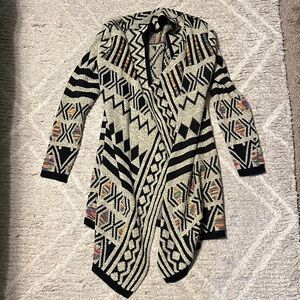 Debut Black and Cream Geometric Cardigan
